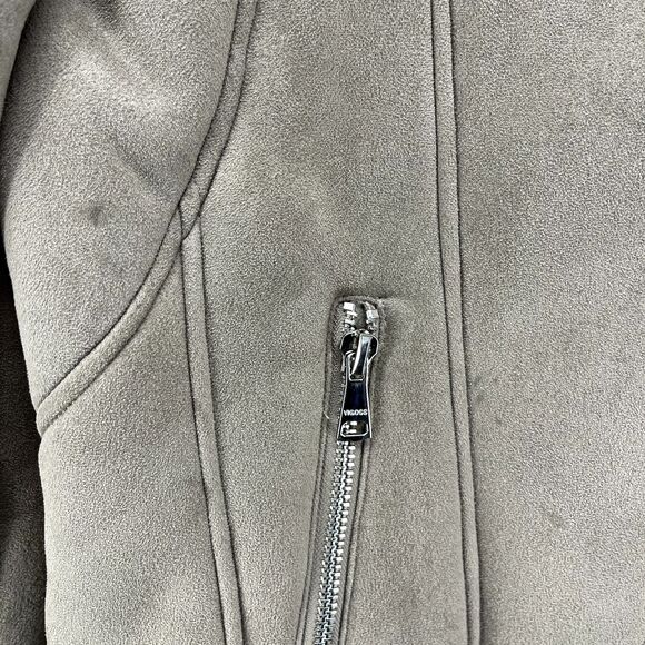 DRIFTWOOD Jacket womens Small faux‎ suede beige embroidered sleeves Fleece lined - Picture 12 of 16